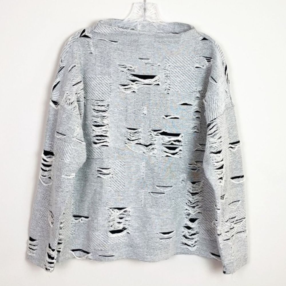 Beau Jours Destructed Mock Neck Pullover Sweater